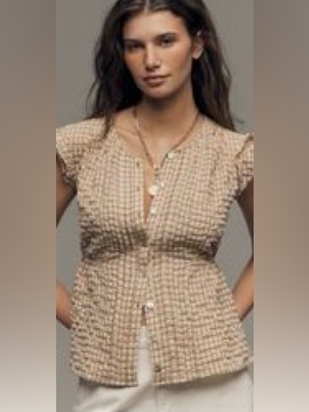 NWT Anthropologie Pilcro Flutter Sleeve Button Down Shirt